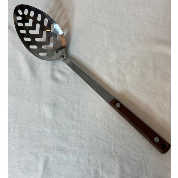 Vintage Ecko Eterna Stainless Steel Cooking Spoon Pierce Bakelite Handle - Picture 1 of 4